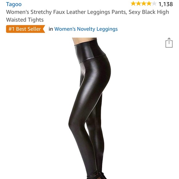 Tagoo Pants - Black Faux Leather Leggings